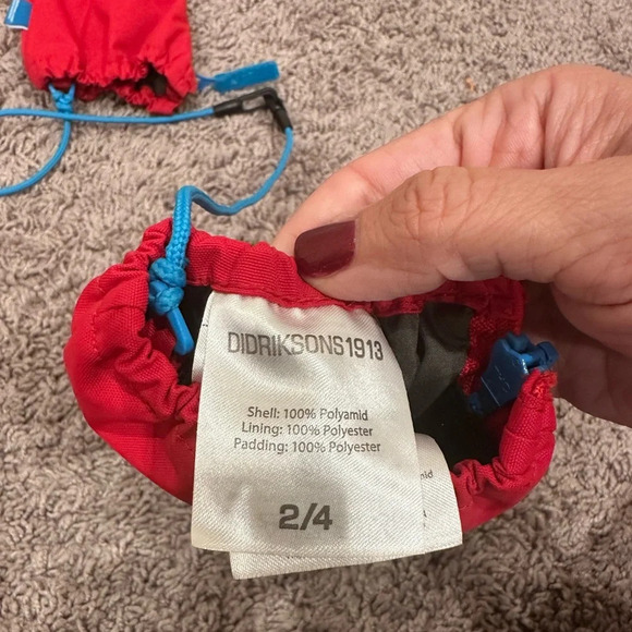 Didriksons 1913 Red Waterproof Winter Mittens Toddler Kids 2/4 Years - Picture 6 of 6